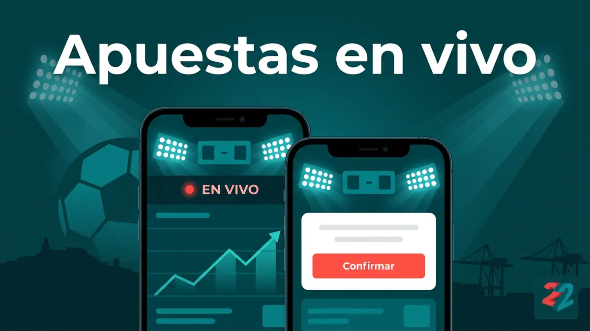 Mockup de apuestas en vivo con cuotas cambiando en tiempo real en 22bet Chile