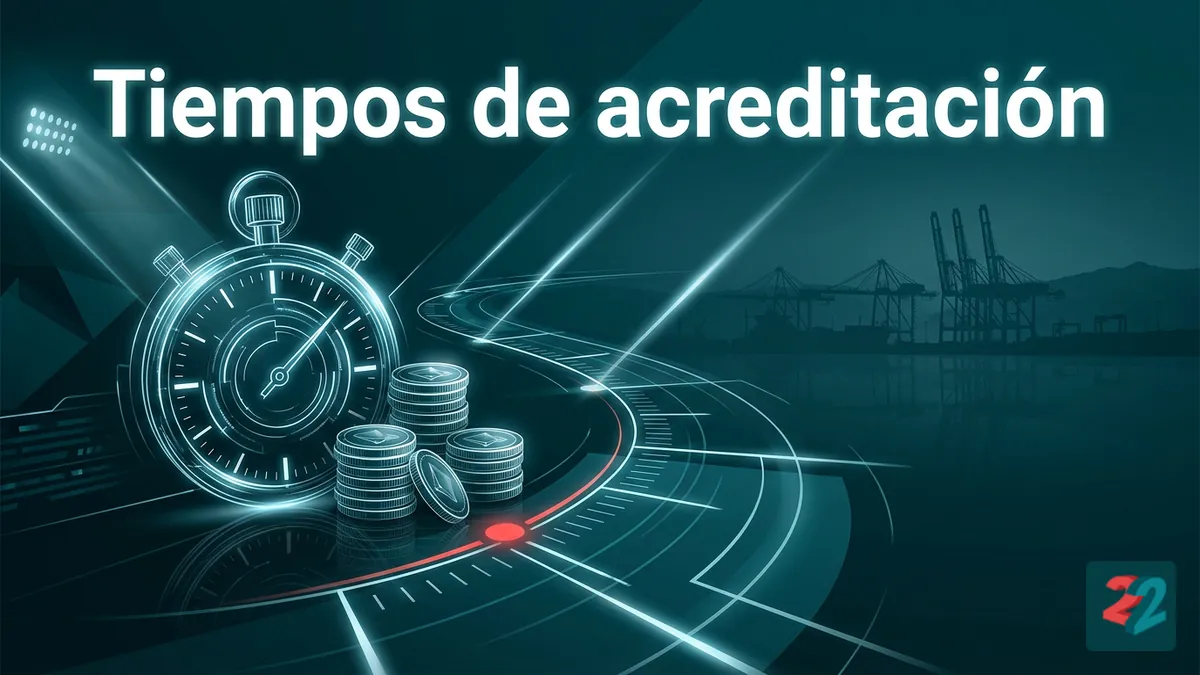 Ilustración de tiempos de acreditación de depósitos en 22bet Chile con acento del puerto de Valparaíso