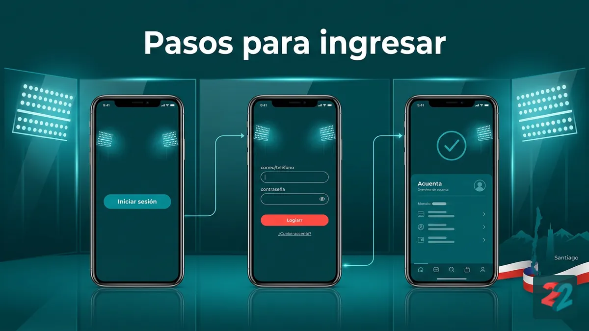 Secuencia de pasos para iniciar sesión en la cuenta de 22bet Chile