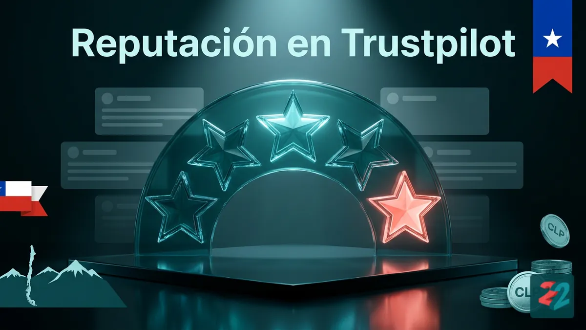 Estrellas de reputación que resumen las opiniones internacionales de 22bet en Trustpilot